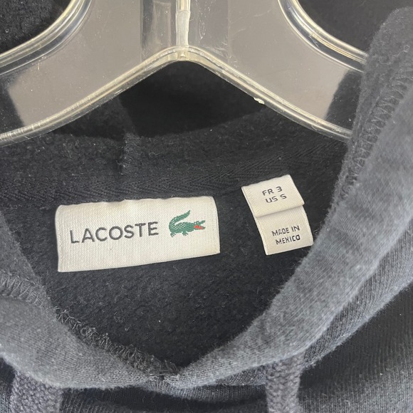 Lacoste Mens Black Arched Logo Fleece Pullover Hoodie Sweatshirt FA10282 Size S - Picture 5 of 9